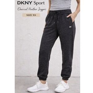 DKNY Sport Jogger Sweatpants Women XS Charcoal Heather Drawstring Athletic Pants